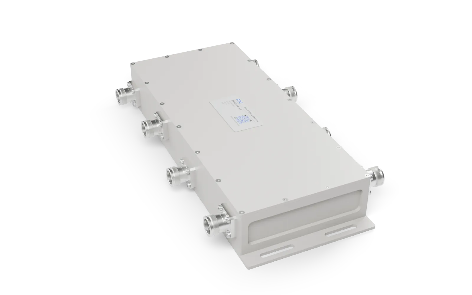 BX-HC-44-43F 4×4 hybrid combiner, rendered view with eight 4.3-10 connectors